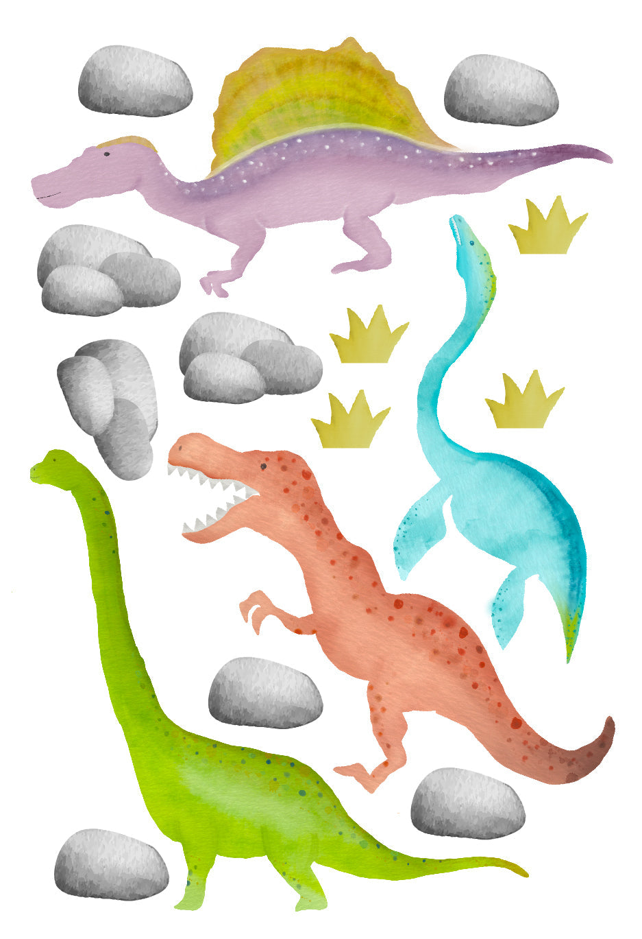 MINI Set - Watercolour Dinosaur Wallstickers
