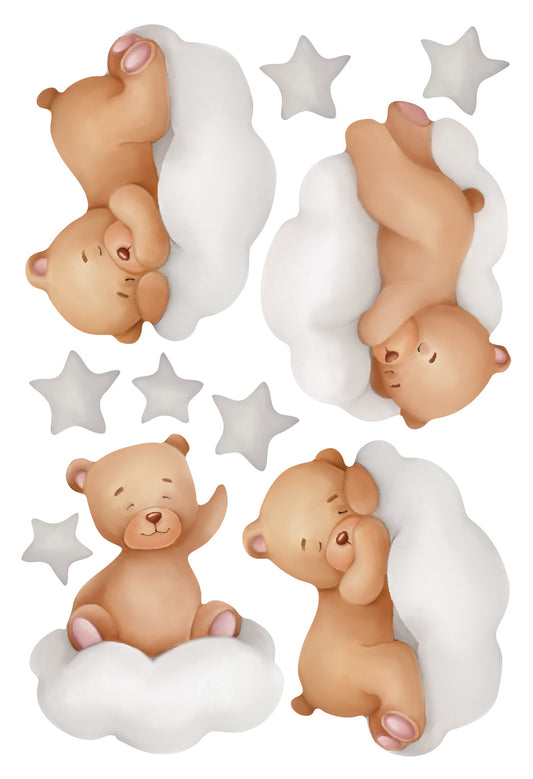 MINI Set - Watercolour Sleepy Bear Wallstickers