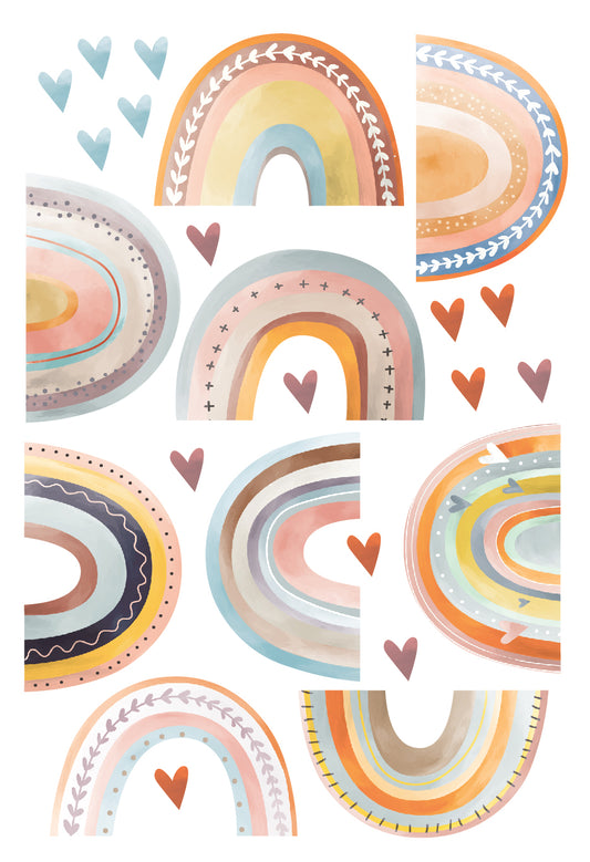Watercolour Rainbow & Heart Wallstickers