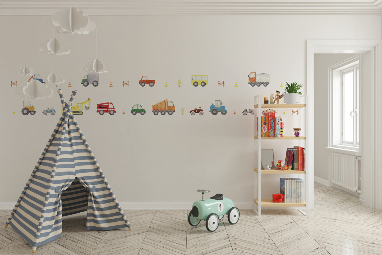 Watercolour Road Transport Wallstickers