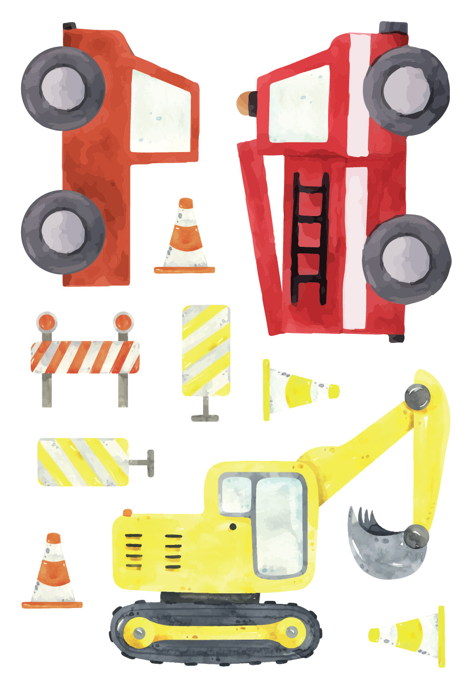 Watercolour Road Transport Wallstickers