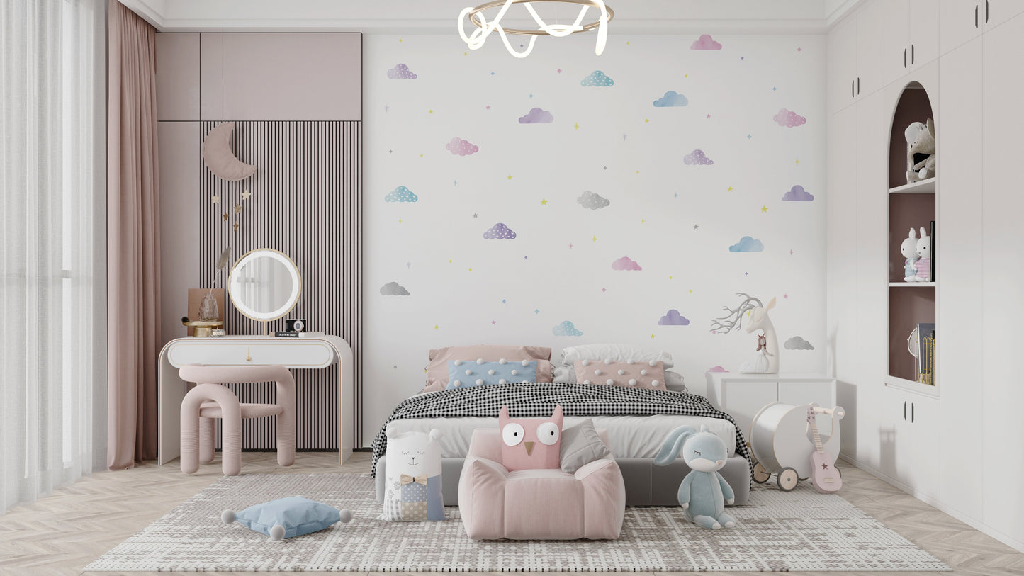 Pink Watercolour Cloud Wallstickers