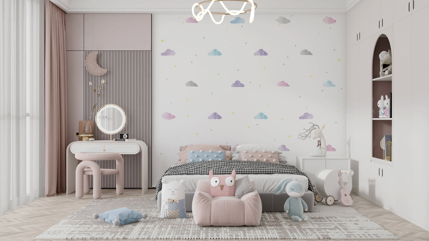 Pink Watercolour Cloud Wallstickers