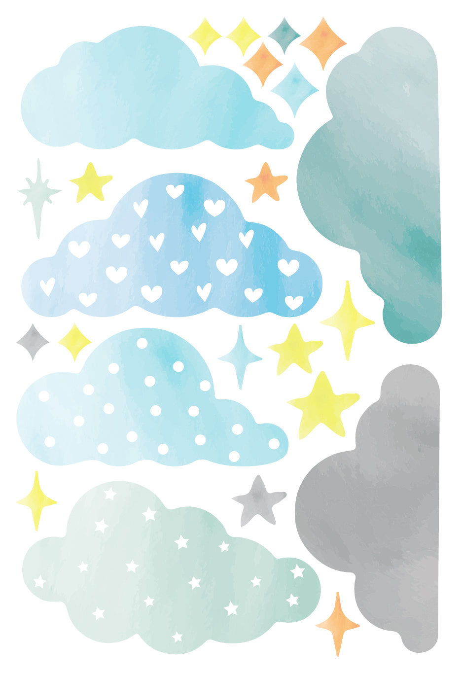 Blue Watercolour Cloud Wallstickers