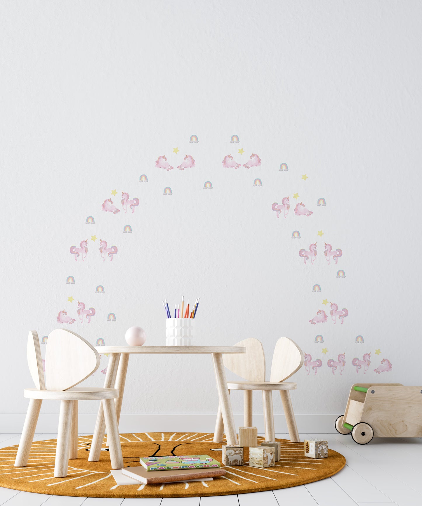 Watercolour Unicorn & Rainbow Wallstickers