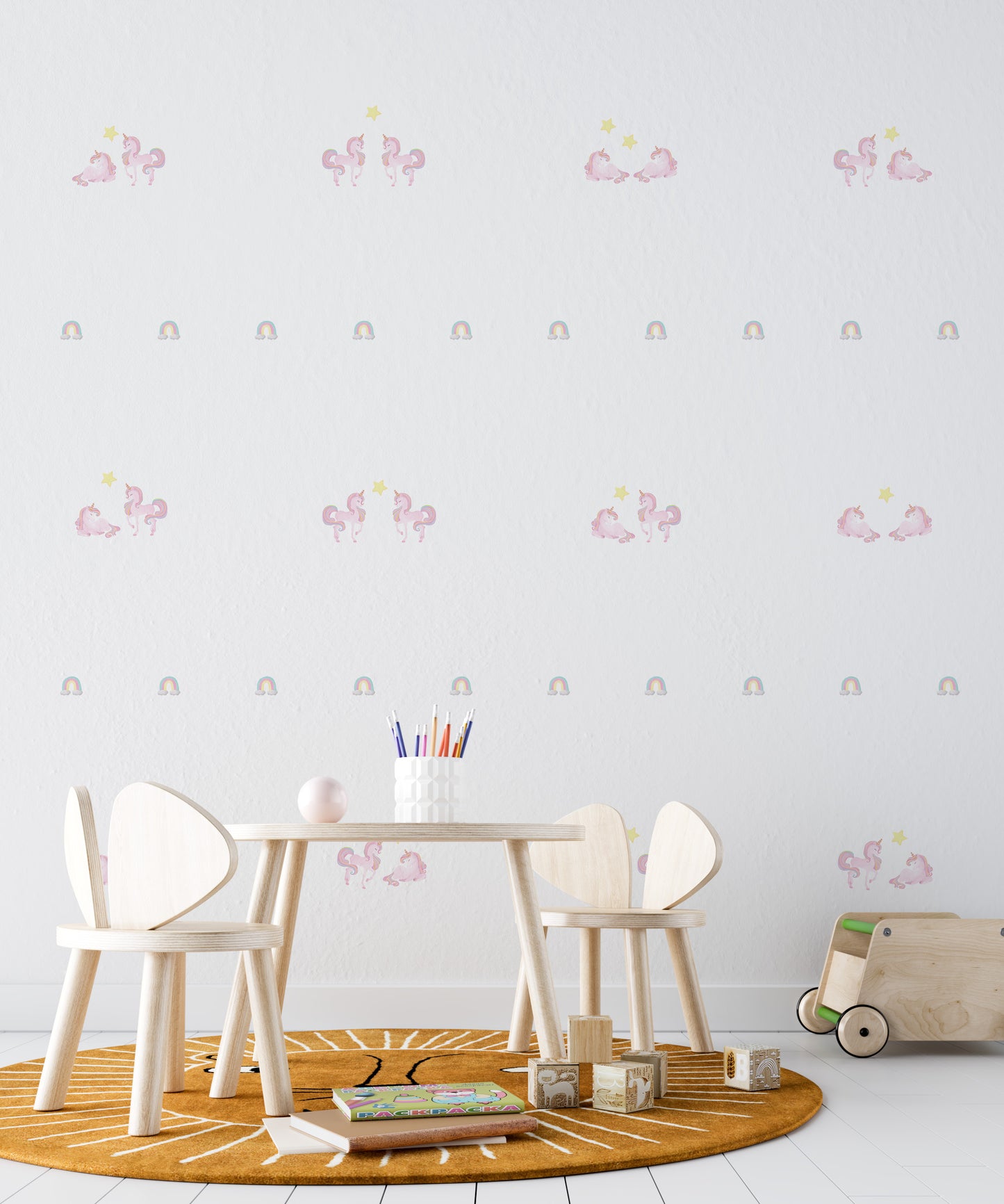 Watercolour Unicorn & Rainbow Wallstickers