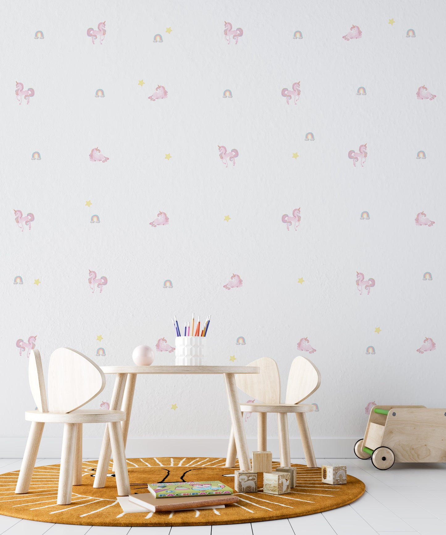 Watercolour Unicorn & Rainbow Wallstickers